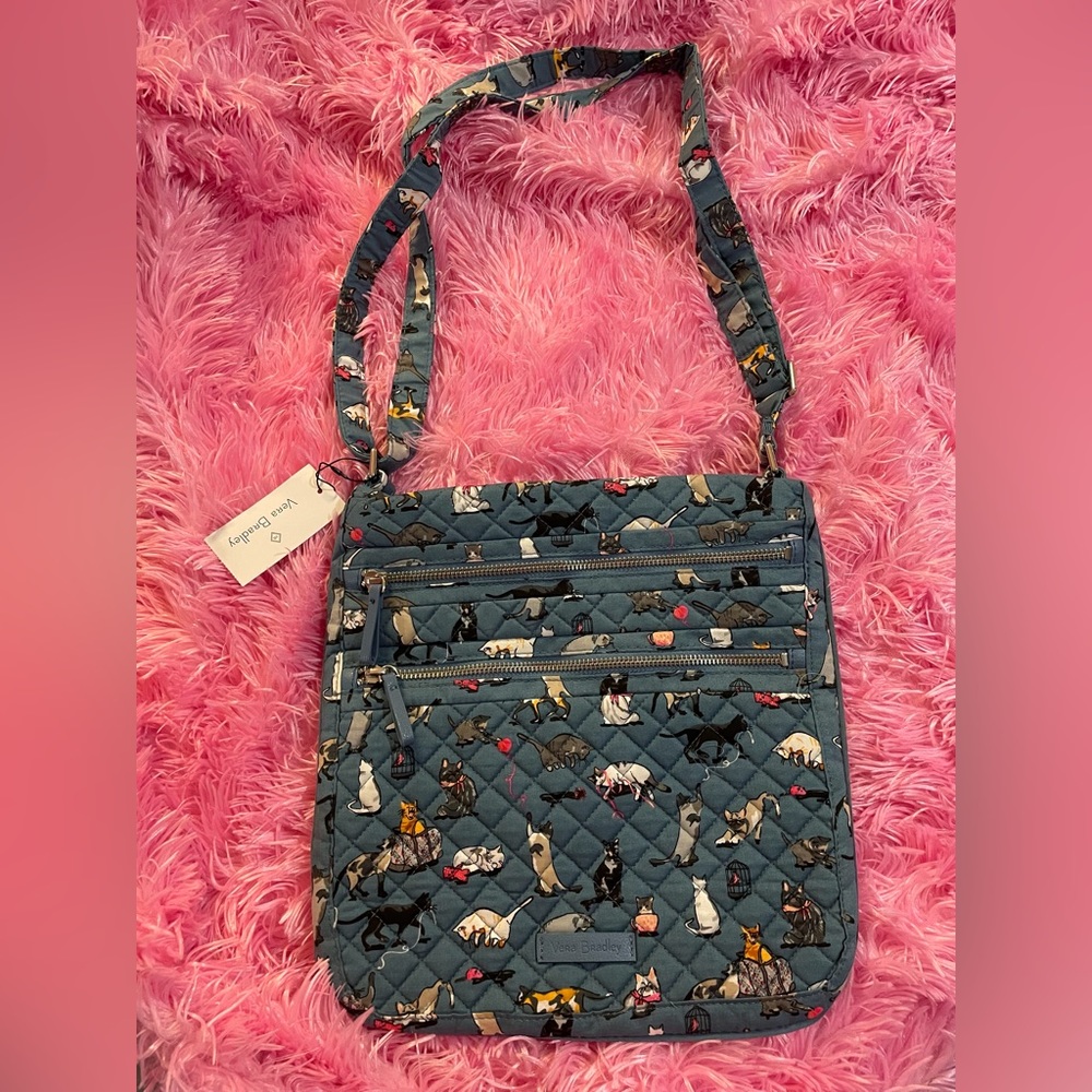 NWT~Vera Bradley Triple Zip Hipster 🐈‍⬛ CATS MEOW Purse Bag Crossbody~MEOW WOW